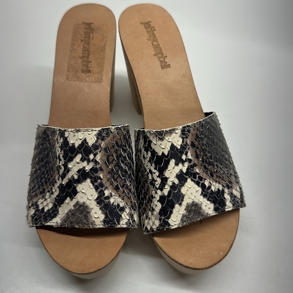 Jeffrey Campbell Dlight Chunky Heels Clogs Mules Leather Sandal Snakeskin Size 7 - Picture 4 of 9